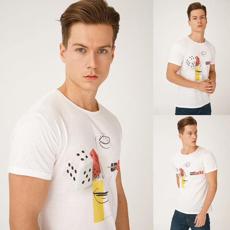 Biggdesign Faces Lucy T-Shirt, Printed Male T-shirt, Cotton , Crew - Sterilamo
