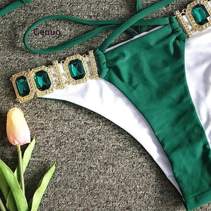 Brazilian Jewelled Rhinestones Diamond Bikini Women Swimwear Female - Sterilamo