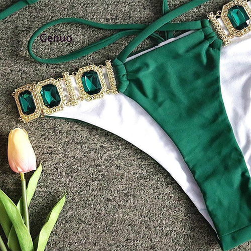 Brazilian Jewelled Rhinestones Diamond Bikini Women Swimwear Female - Sterilamo