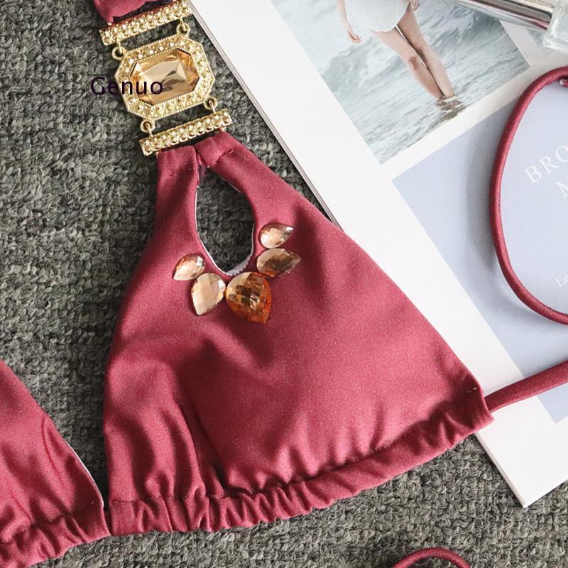 Brazilian Jewelled Rhinestones Diamond Bikini Women Swimwear Female - Sterilamo