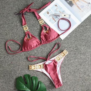 Brazilian Jewelled Rhinestones Diamond Bikini Women Swimwear Female - Sterilamo