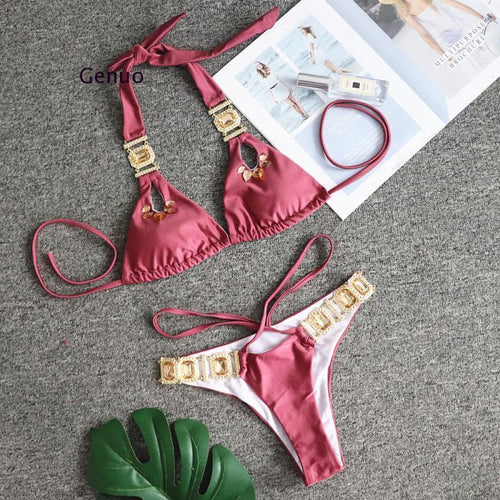 Brazilian Jewelled Rhinestones Diamond Bikini Women Swimwear Female - Sterilamo