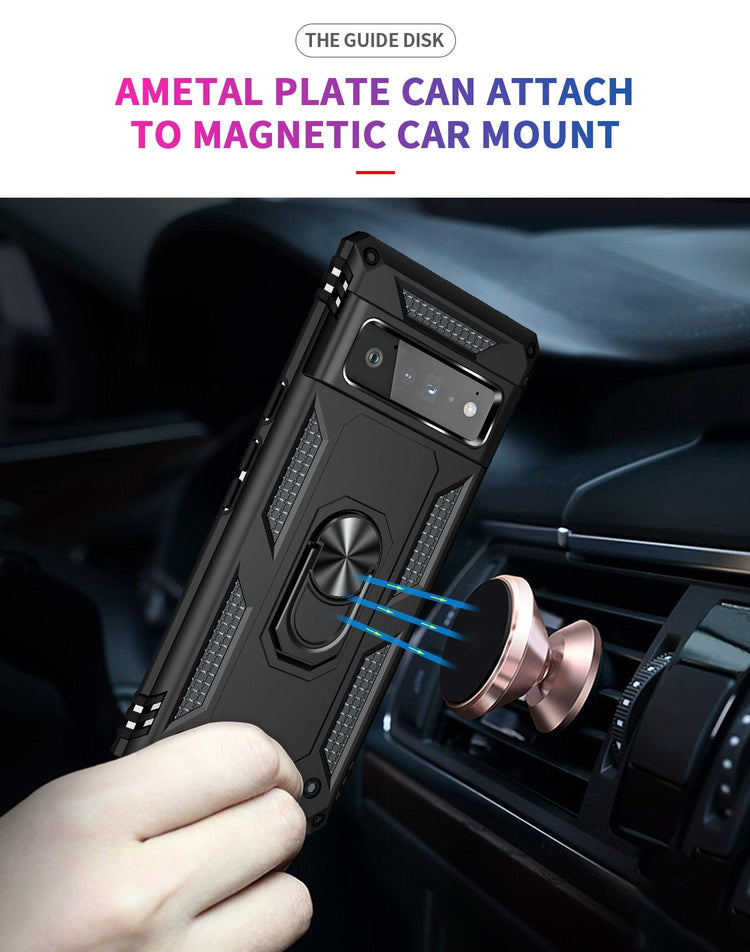 for Google Pixel 7 6 5 Pro Case, with Finger Ring Holder Kickstand, - Sterilamo