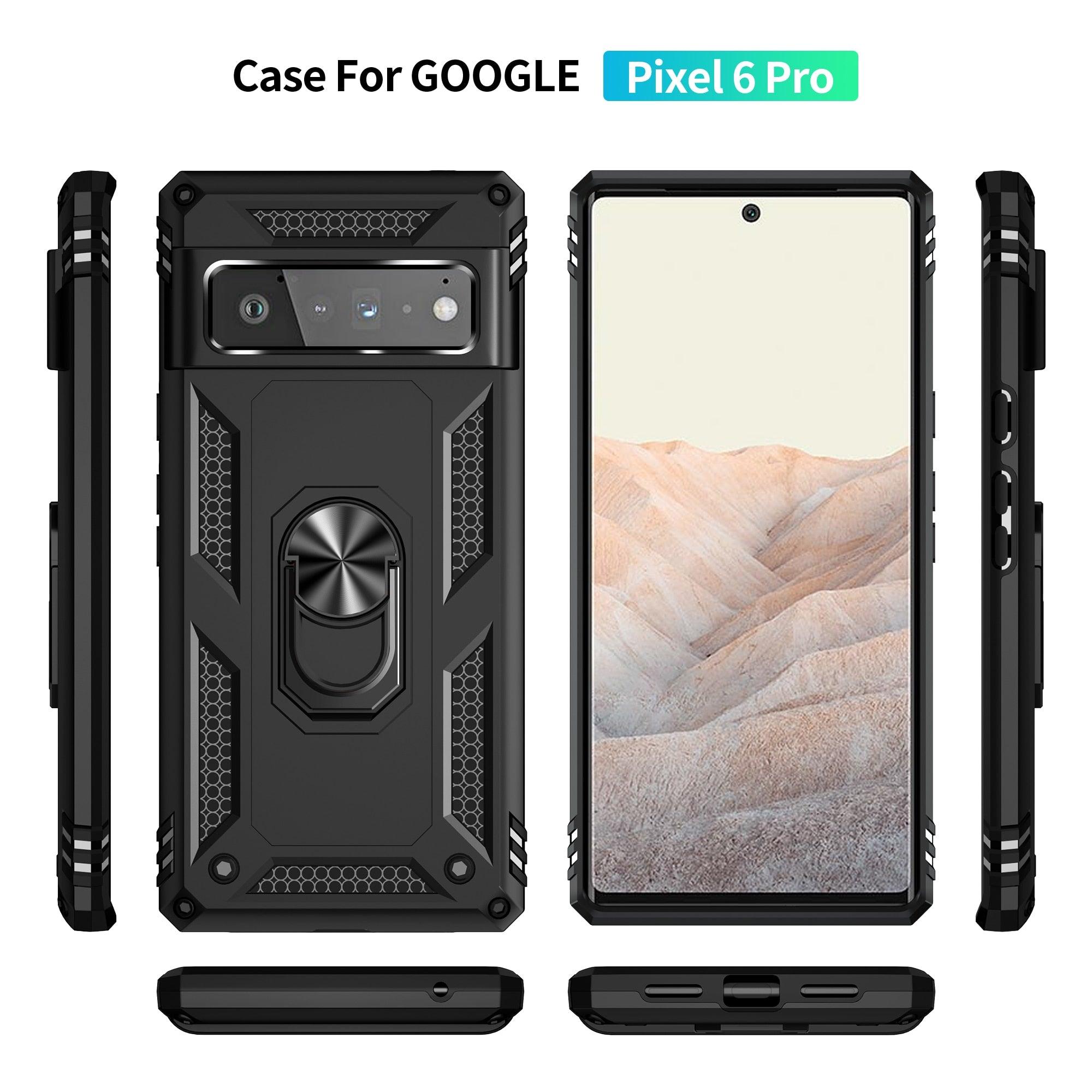for Google Pixel 7 6 5 Pro Case, with Finger Ring Holder Kickstand, - Sterilamo
