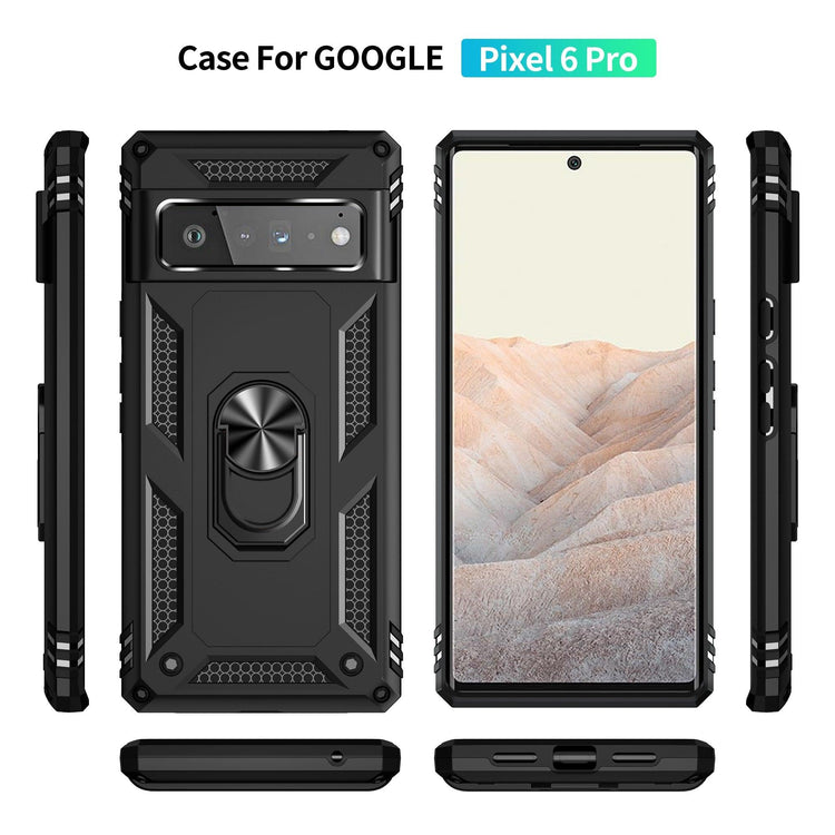 for Google Pixel 7 6 5 Pro Case, with Finger Ring Holder Kickstand, - Sterilamo