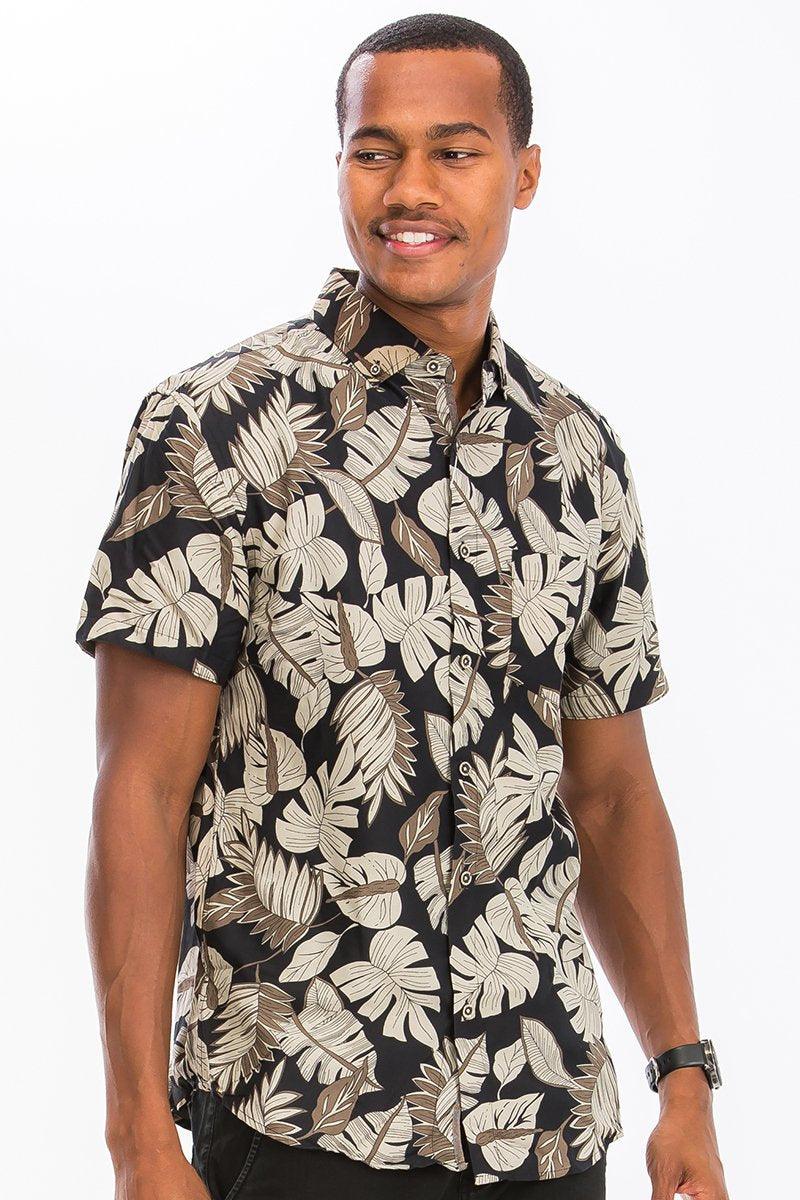 Hawaiian Print Button Down Shirt - Sterilamo