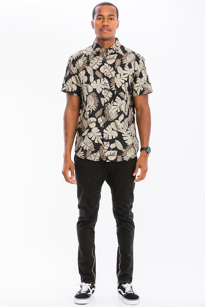 Hawaiian Print Button Down Shirt - Sterilamo