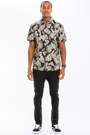 Hawaiian Print Button Down Shirt - Sterilamo
