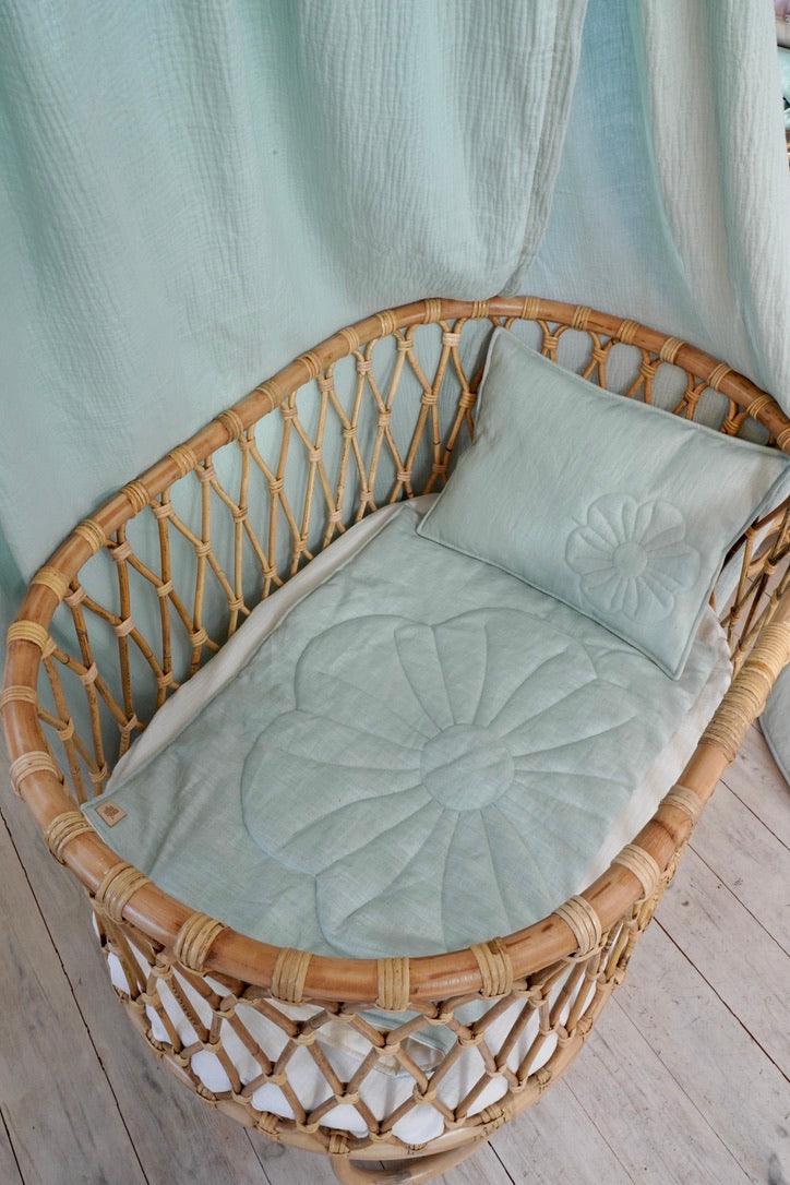 Linen bloom child cover set "Mint" - Sterilamo