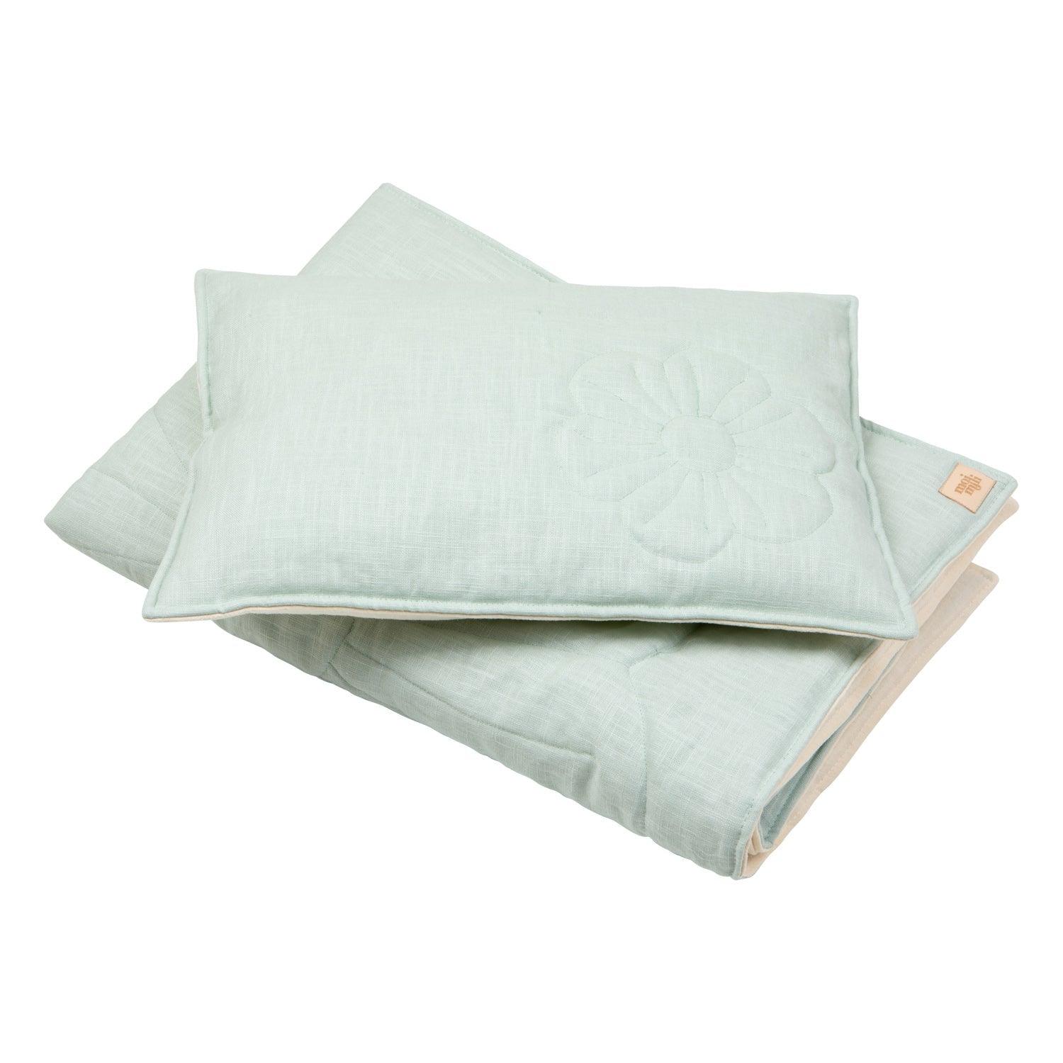 Linen bloom child cover set "Mint" - Sterilamo