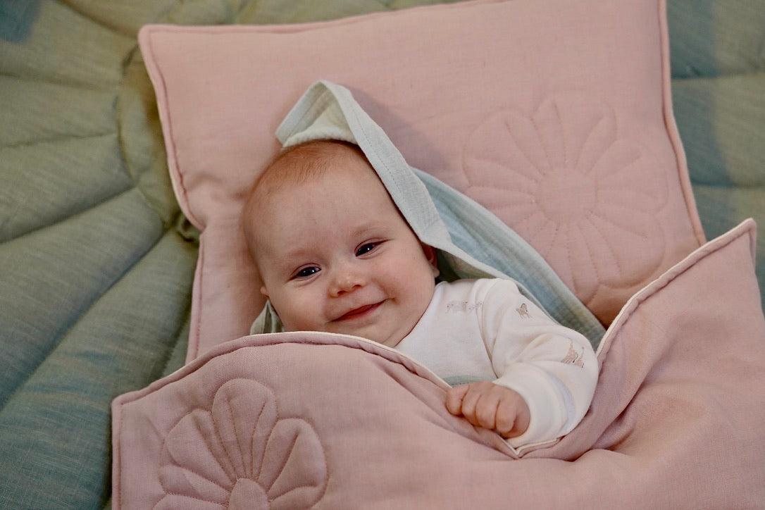 Linen bloom child cover set "Mint" - Sterilamo
