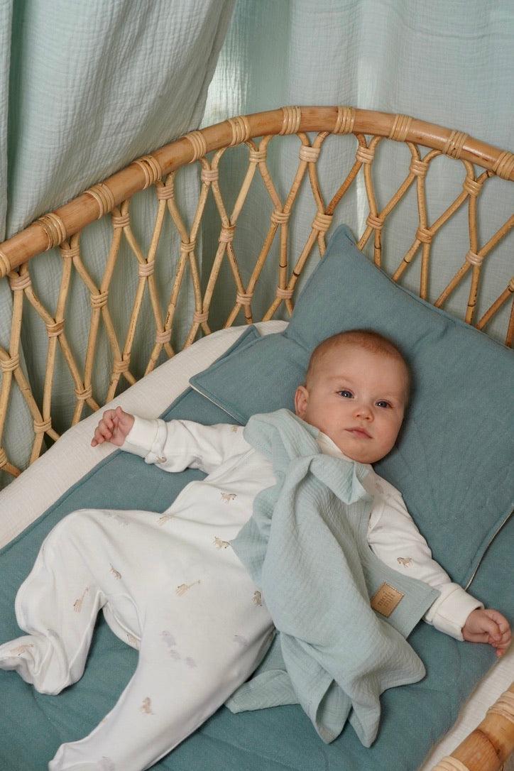 Linen bloom child cover set "Mint" - Sterilamo