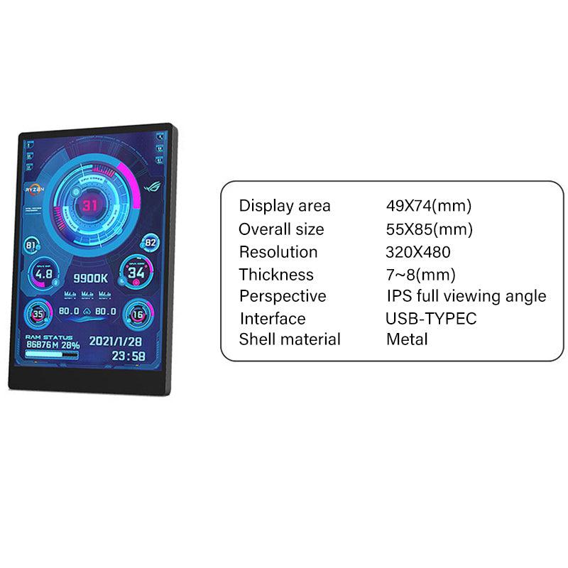 New 3.5 Inch Ips Type-c Secondary Screen Computer Cpu Gpu Ram Hdd - Sterilamo