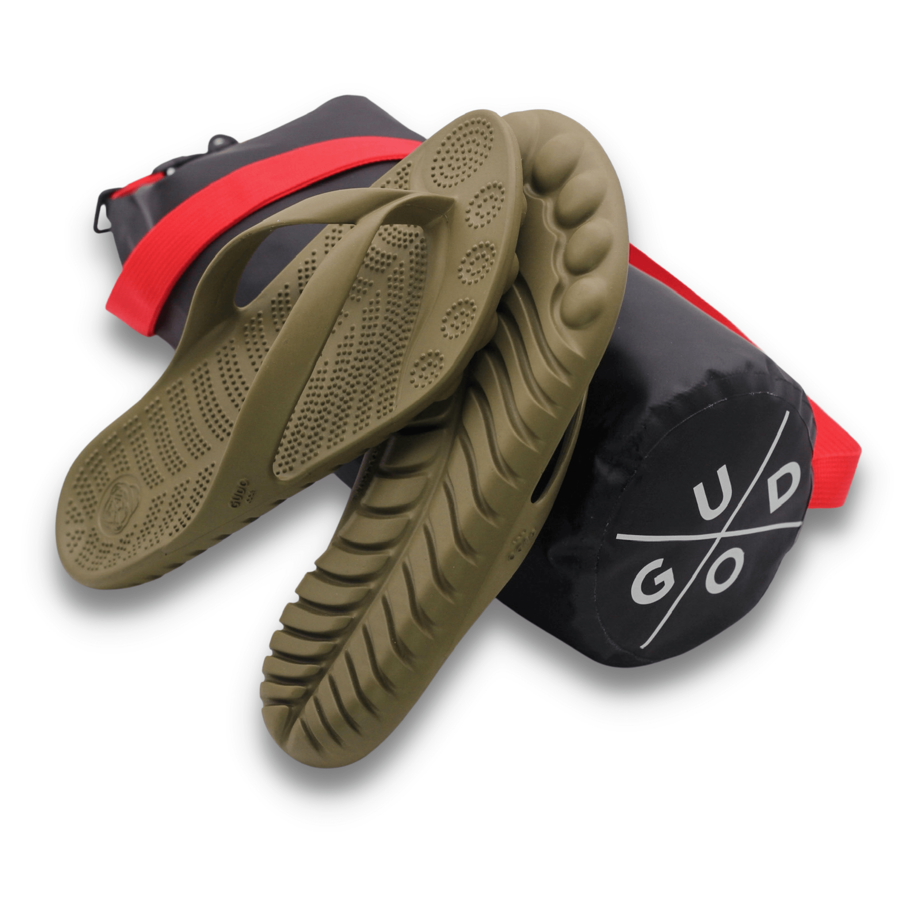 SEAWEED GREEN FLIP FLOPS & DRYBAG BY GUDO - Sterilamo