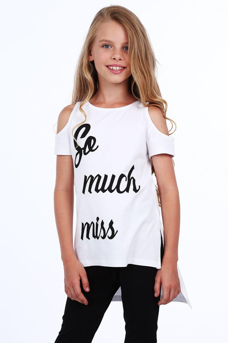 White blouse for girls with bare shoulders NDZ8227 - Sterilamo