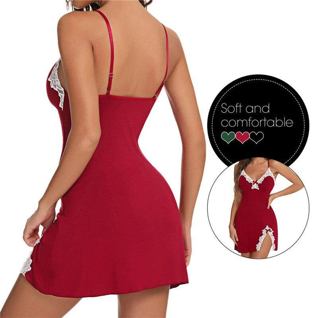 Women Nightgown Sexy V-Neck Lingerie - Sterilamo